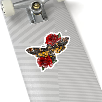 Distressed Moth & Roses Tattoo Art Motif- Kiss-Cut Stickers