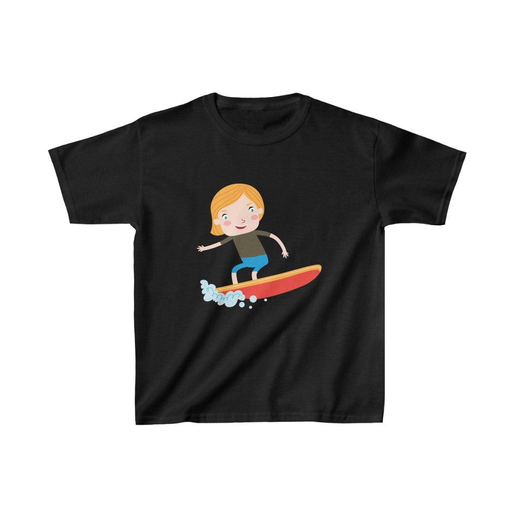 Cartoon Kid Surfing - Kids Heavy Cotton™ Tee