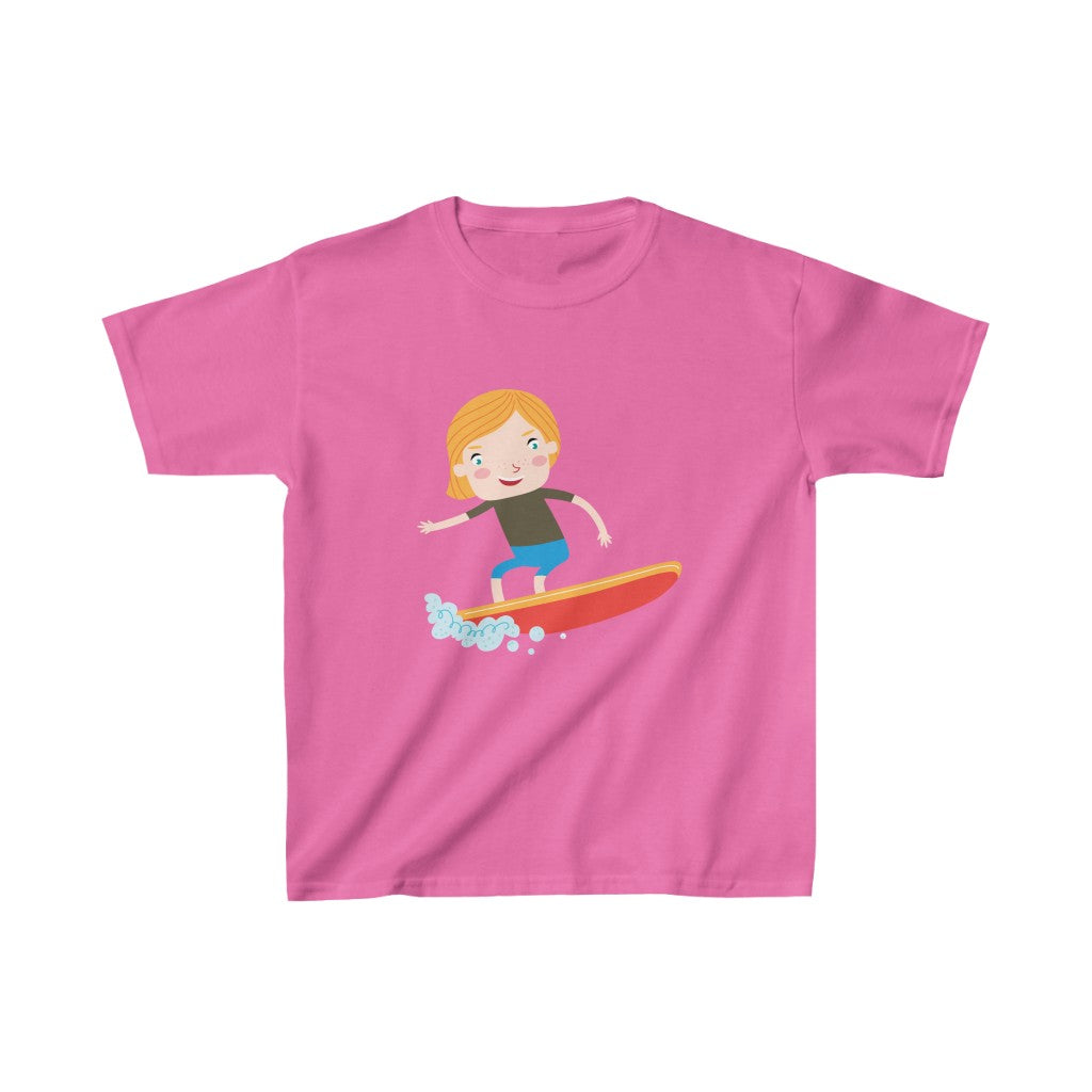 Cartoon Kid Surfing - Kids Heavy Cotton™ Tee