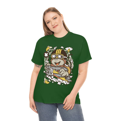 Cartoon Mad Monkey Pilot - Unisex Heavy Cotton Tee