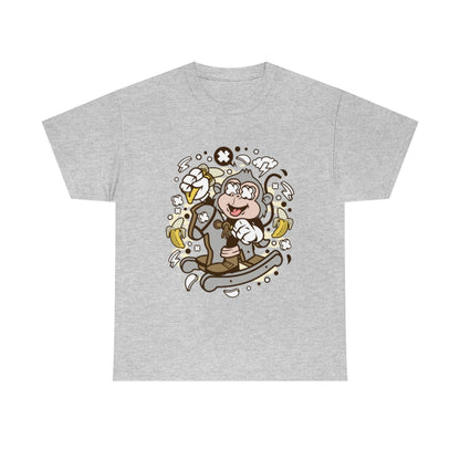 Cartoon Mad Monkey Rocking Horse - Unisex Heavy Cotton Tee