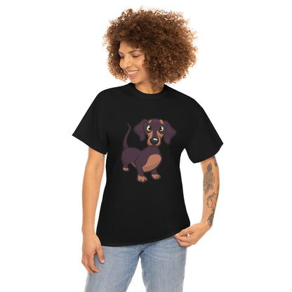 Cartoon Dog Puppy - Daschund - Unisex Heavy Cotton Tee