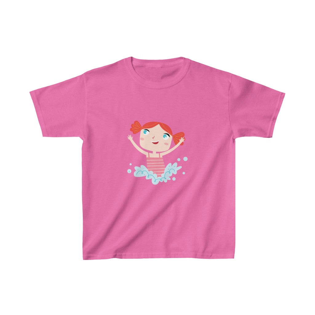 Cartoon Girl Playing in the Water - Kids Heavy Cotton™ Tee