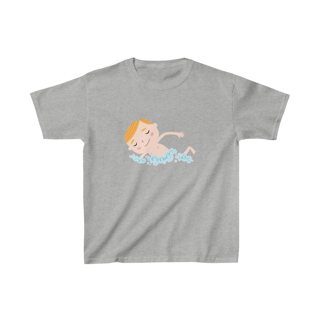 Cartoon Boy Swimming - Kids Heavy Cotton™ Tee