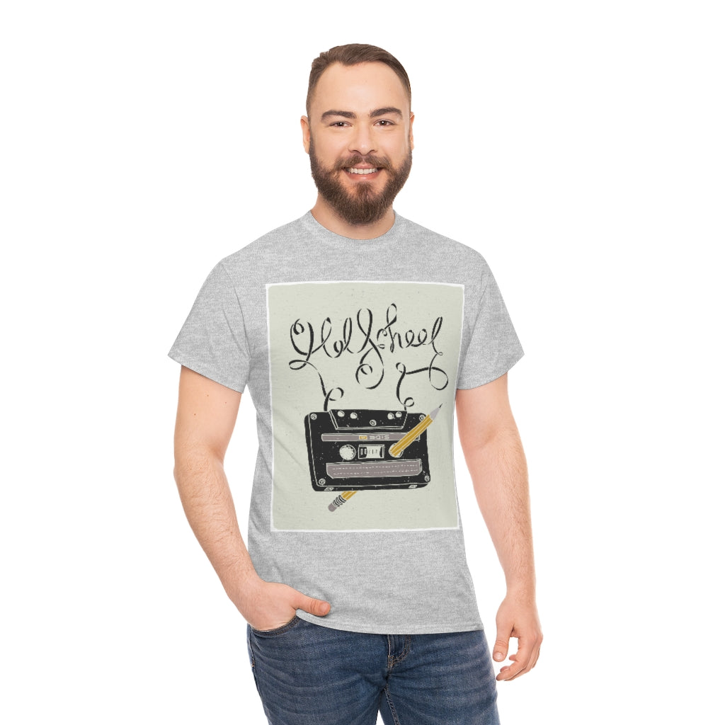 Retro - Old School Cassette Tape and Pencil - Unisex Heavy Cotton Tee