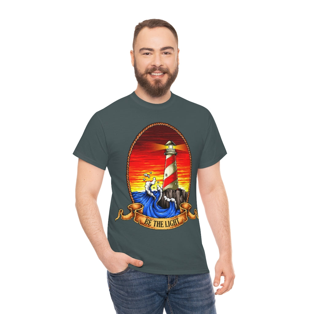 Cartoon Art - Lighthouse - Be The Light - Unisex Heavy Cotton Tee