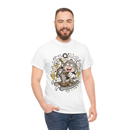 Cartoon Mad Monkey Rocking Horse - Unisex Heavy Cotton Tee