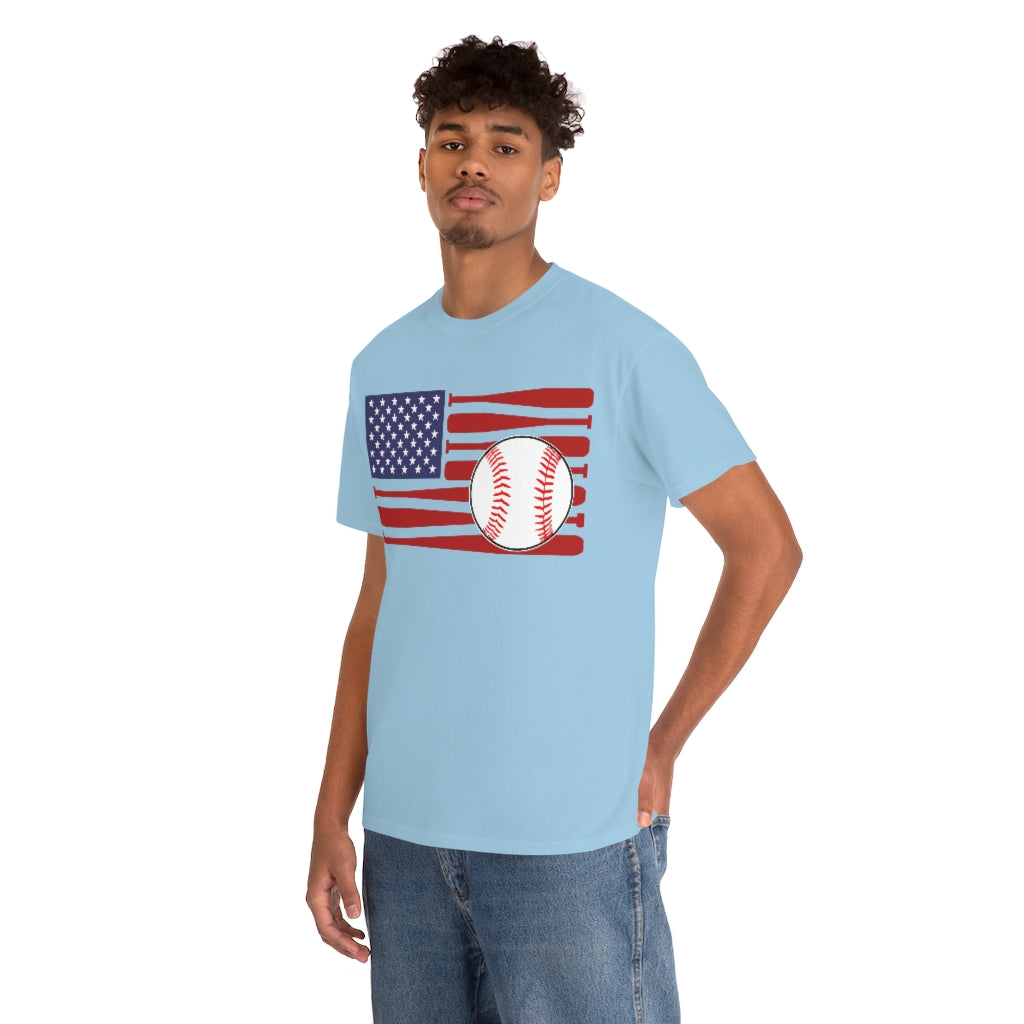 Baseball USA Flag - Unisex Cotton Tee