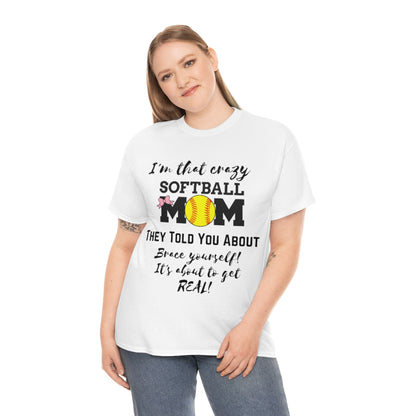 Crazy Softball MOM - Unisex Cotton Tee