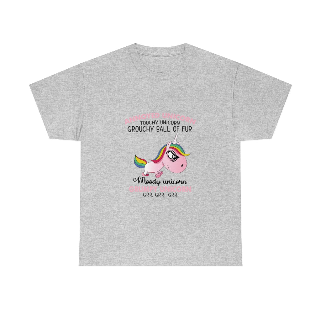 Grumpy Unicorn grr grr grr- Unisex Heavy Cotton Tee