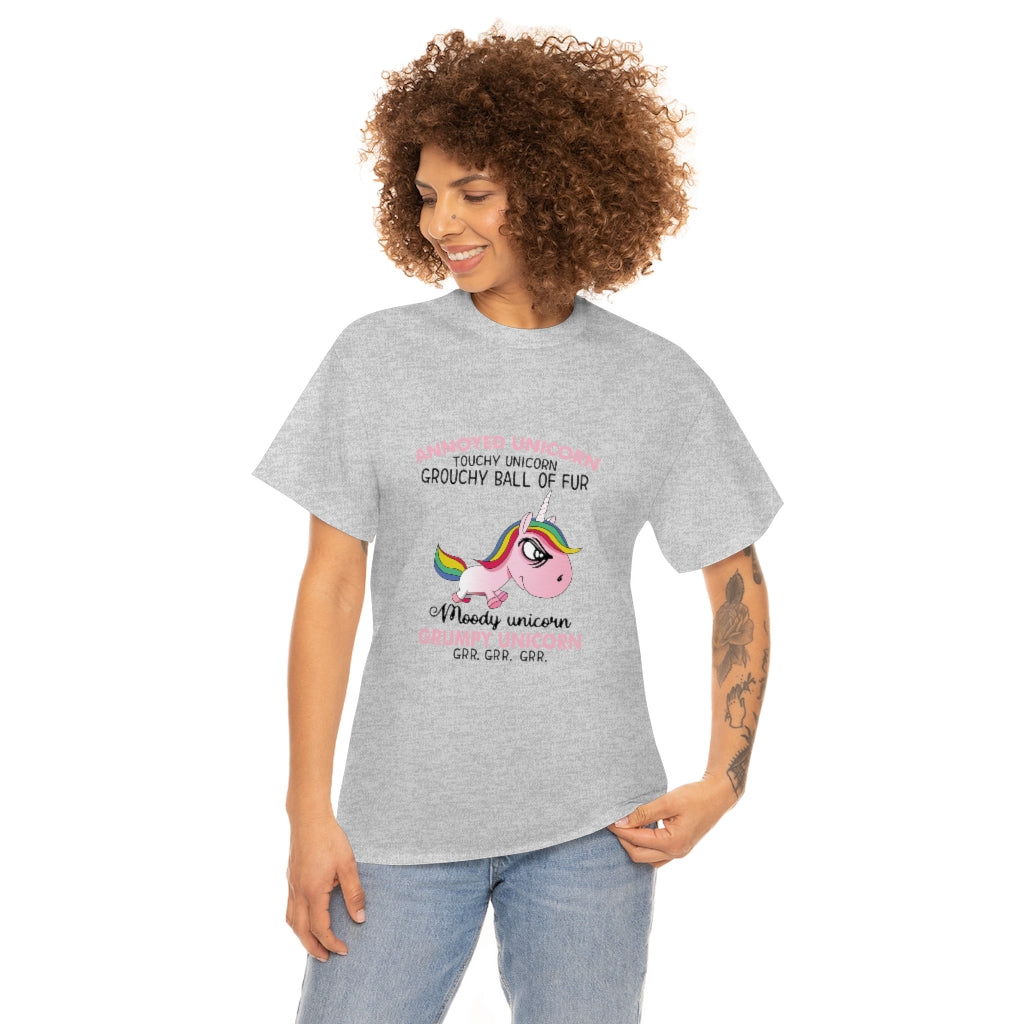 Grumpy Unicorn grr grr grr- Unisex Heavy Cotton Tee