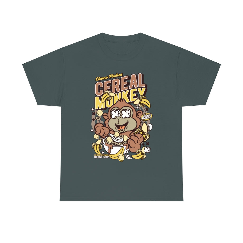 Cartoon Mad Monkey Cereal - Unisex Heavy Cotton Tee