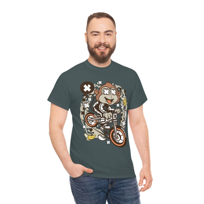 Cartoon Mad Monkey BMX - Unisex Heavy Cotton Tee