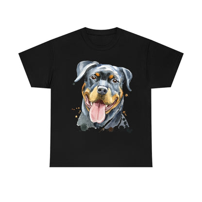 Rottweiller Dog Portrait - Water color - Unisex Heavy Cotton Tee