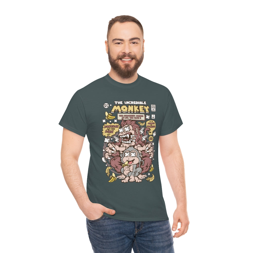 Cartoon Mad Monkey Comic Book Cover - Unisex Heavy Cotton Tee