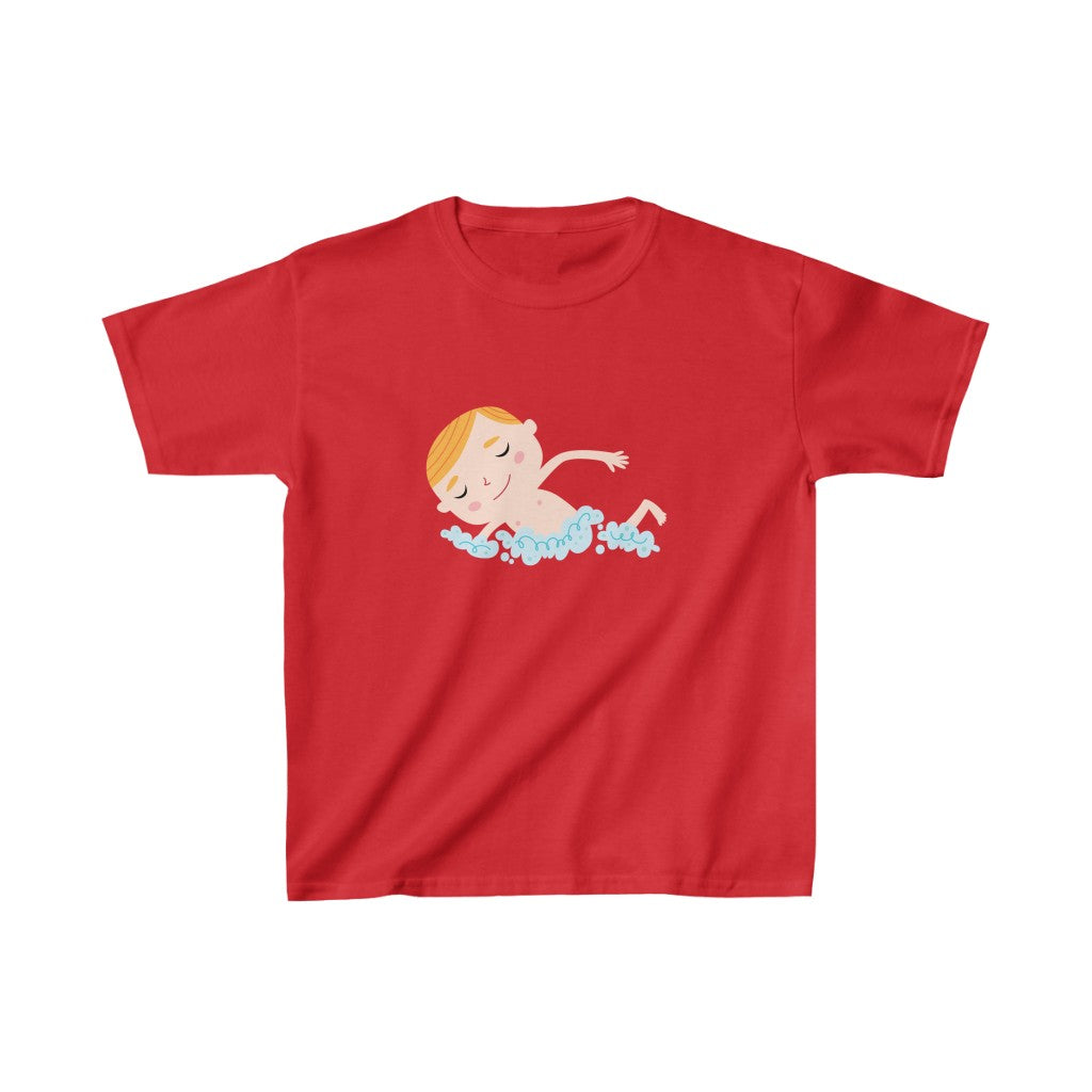 Cartoon Boy Swimming - Kids Heavy Cotton™ Tee