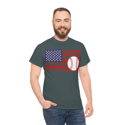 Baseball USA Flag - Unisex Cotton Tee