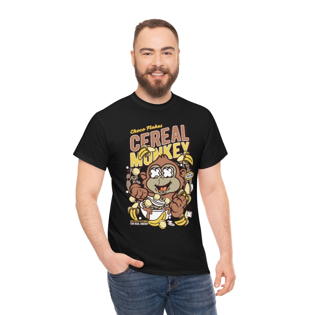 Cartoon Mad Monkey Cereal - Unisex Heavy Cotton Tee