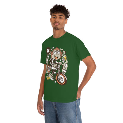 Cartoon Mad Monkey BMX - Unisex Heavy Cotton Tee