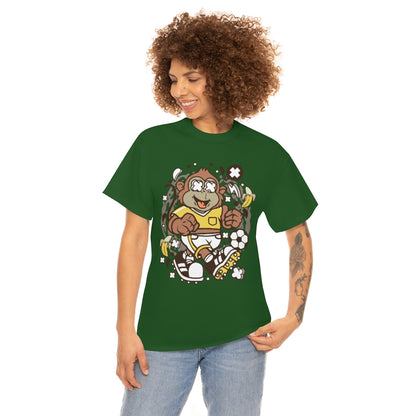 Cartoon Mad Monkey Soccer - Unisex Heavy Cotton Tee