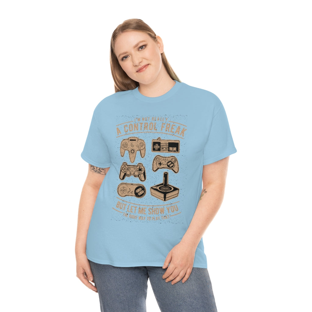 Distressed Retro - Game Control Freak - Unisex Heavy Cotton Tee