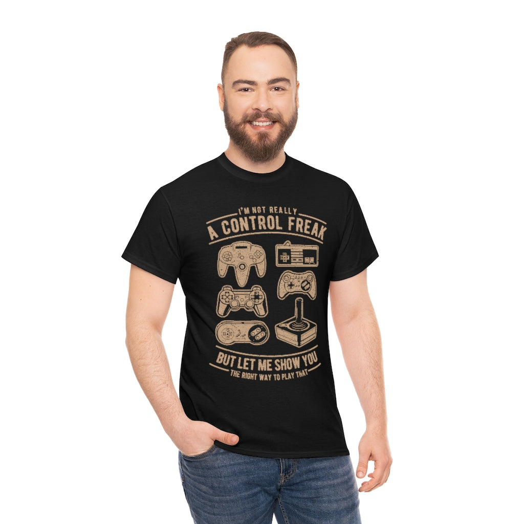 Distressed Retro - Game Control Freak - Unisex Heavy Cotton Tee