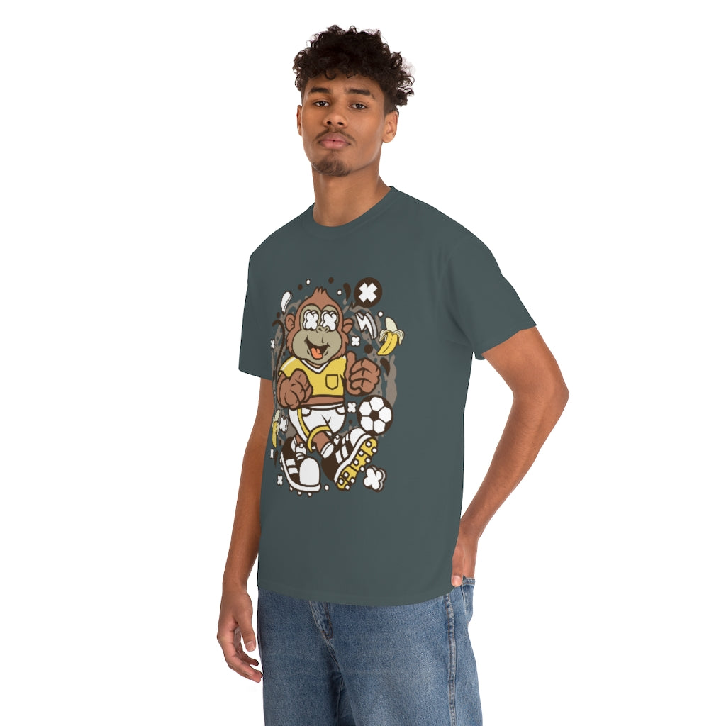 Cartoon Mad Monkey Soccer - Unisex Heavy Cotton Tee