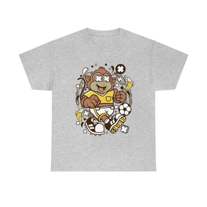 Cartoon Mad Monkey Soccer - Unisex Heavy Cotton Tee