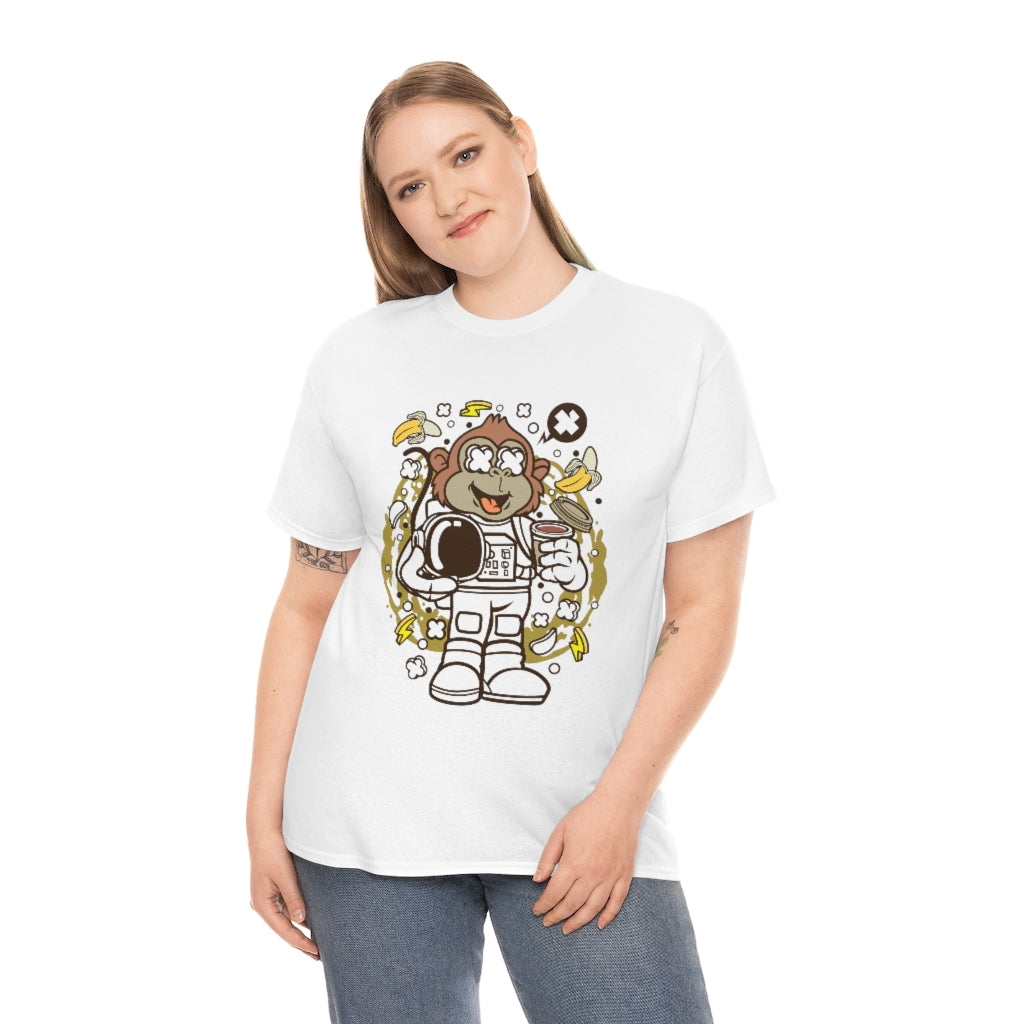 Cartoon Mad Monkey Astronaut - Unisex Heavy Cotton Tee