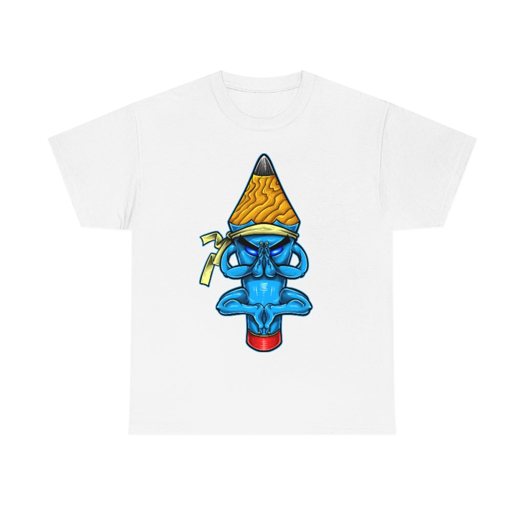 Cartoon Art - Pencil Meditation - Unisex Heavy Cotton Tee