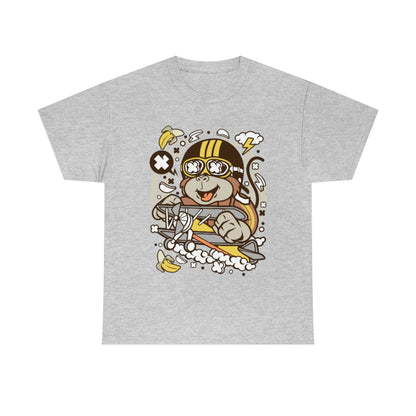 Cartoon Mad Monkey Pilot - Unisex Heavy Cotton Tee