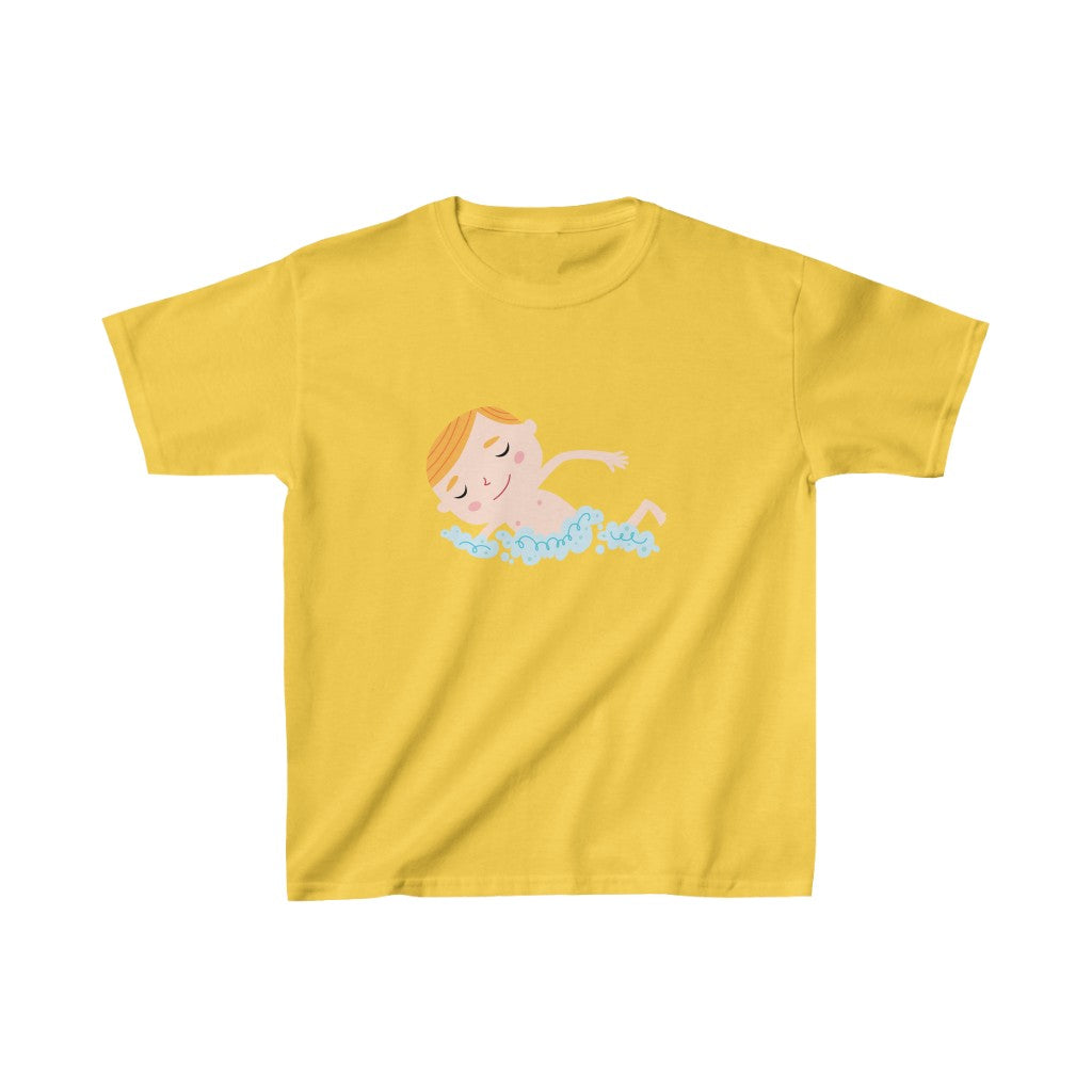 Cartoon Boy Swimming - Kids Heavy Cotton™ Tee