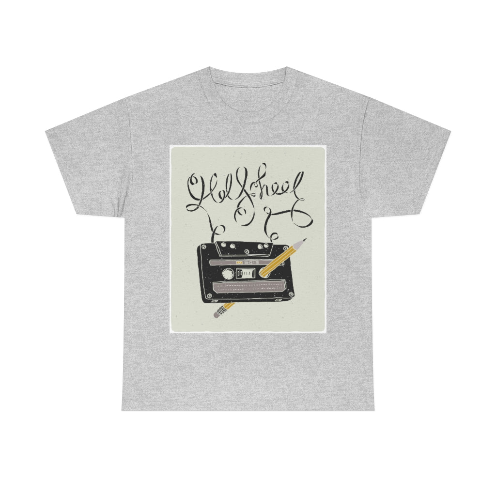 Retro - Old School Cassette Tape and Pencil - Unisex Heavy Cotton Tee