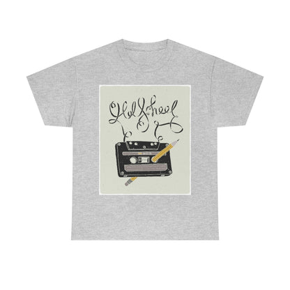 Retro - Old School Cassette Tape and Pencil - Unisex Heavy Cotton Tee