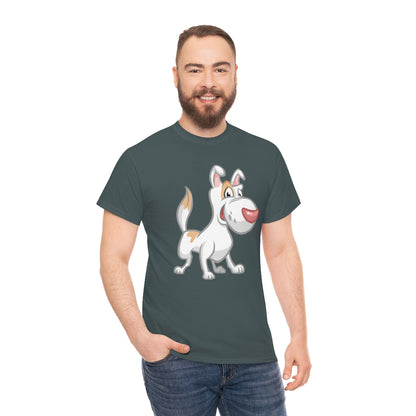 Cartoon Dog White with eye-patch - Unisex Heavy Cotton Tee