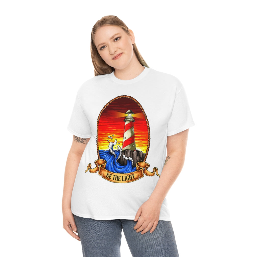 Cartoon Art - Lighthouse - Be The Light - Unisex Heavy Cotton Tee