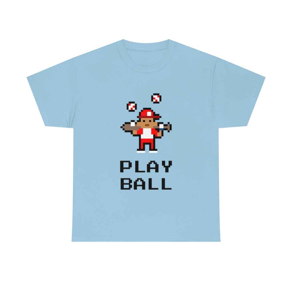 Baseball Retro 8-bit Play Ball - Unisex Cotton Tee