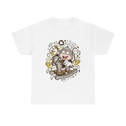 Cartoon Mad Monkey Rocking Horse - Unisex Heavy Cotton Tee