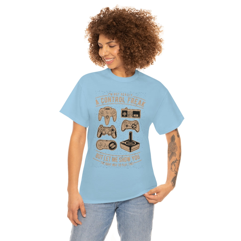 Distressed Retro - Game Control Freak - Unisex Heavy Cotton Tee