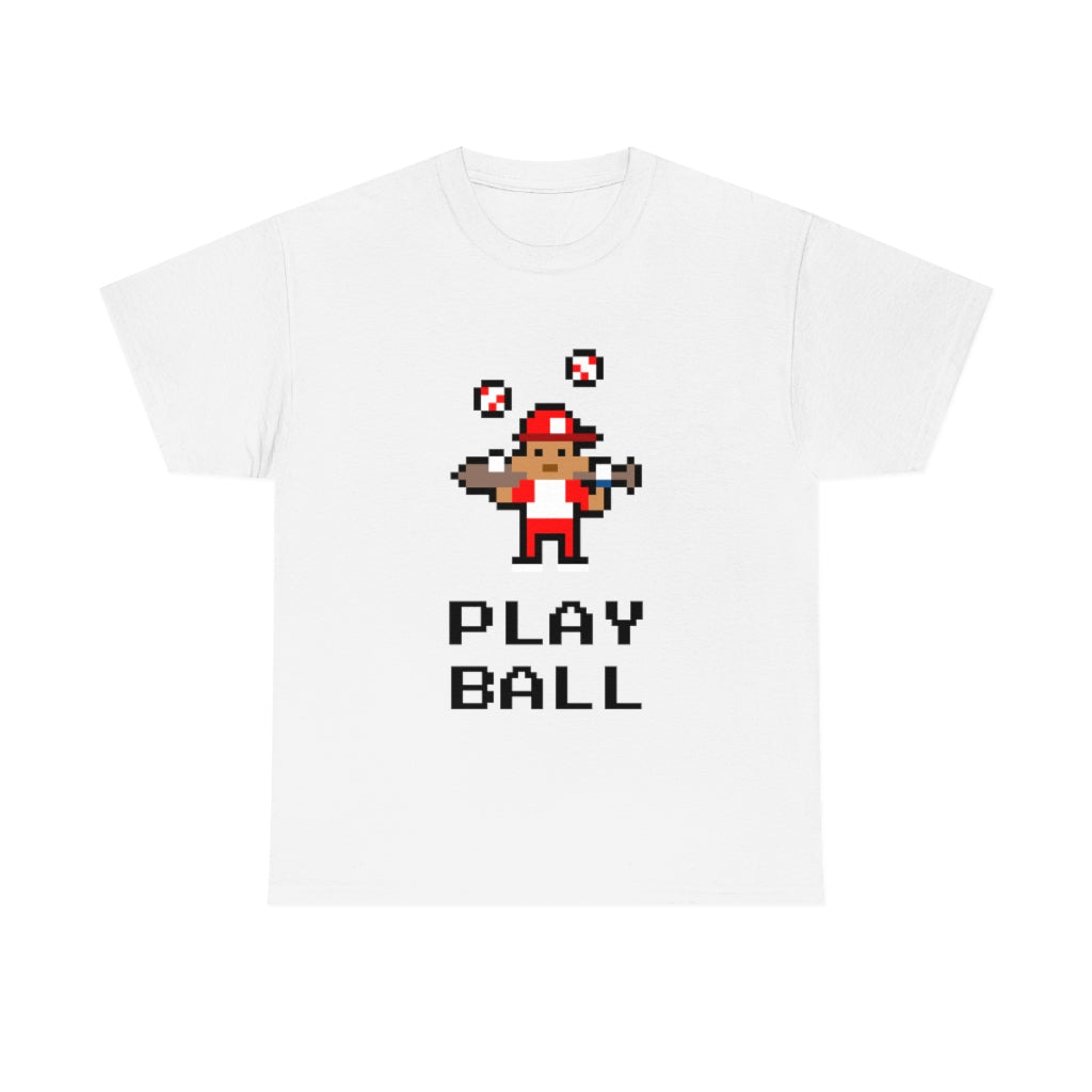 Baseball Retro 8-bit Play Ball - Unisex Cotton Tee