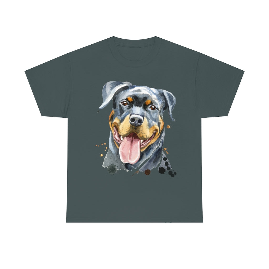 Rottweiller Dog Portrait - Water color - Unisex Heavy Cotton Tee