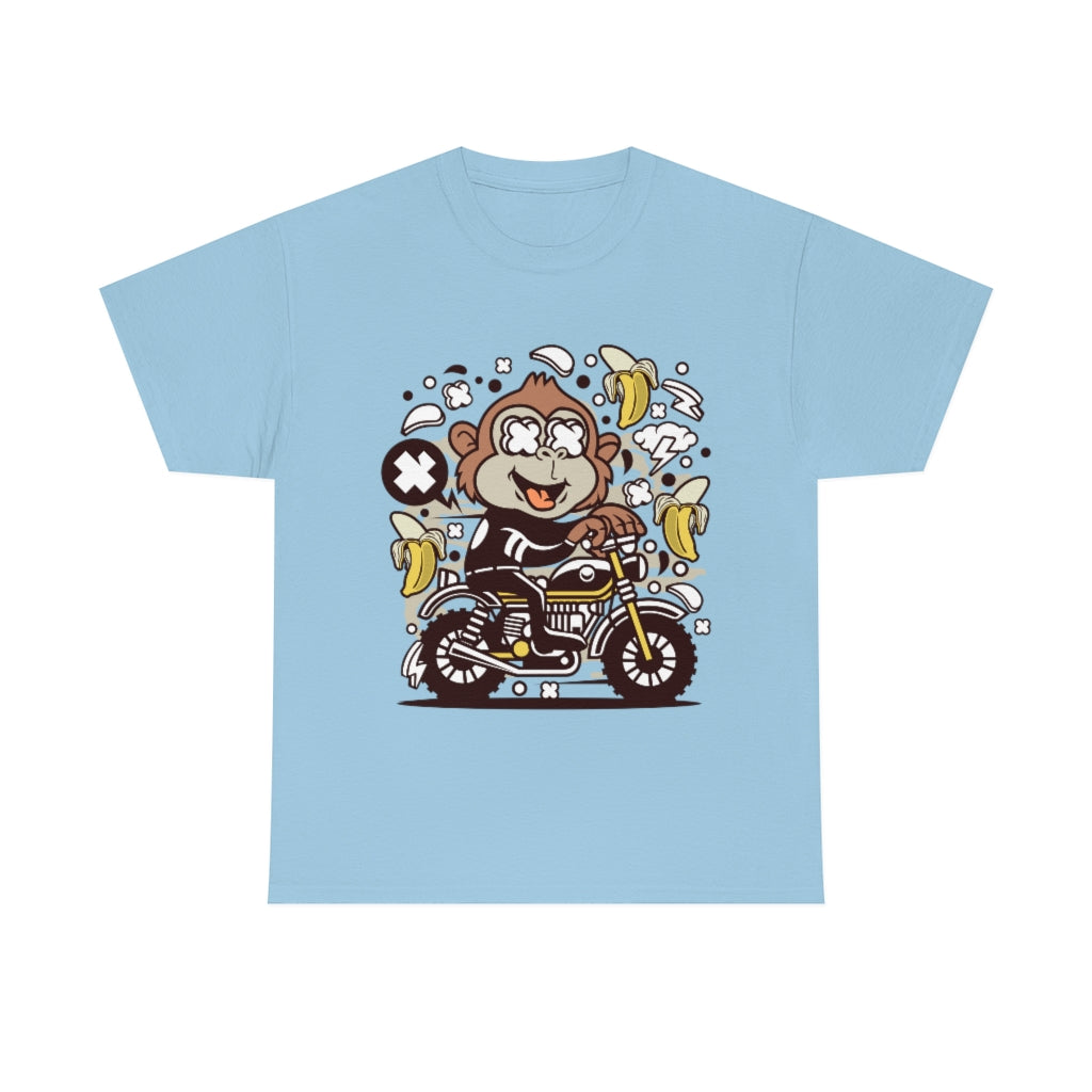 Cartoon Mad Monkey Motocrosser - Unisex Heavy Cotton Tee