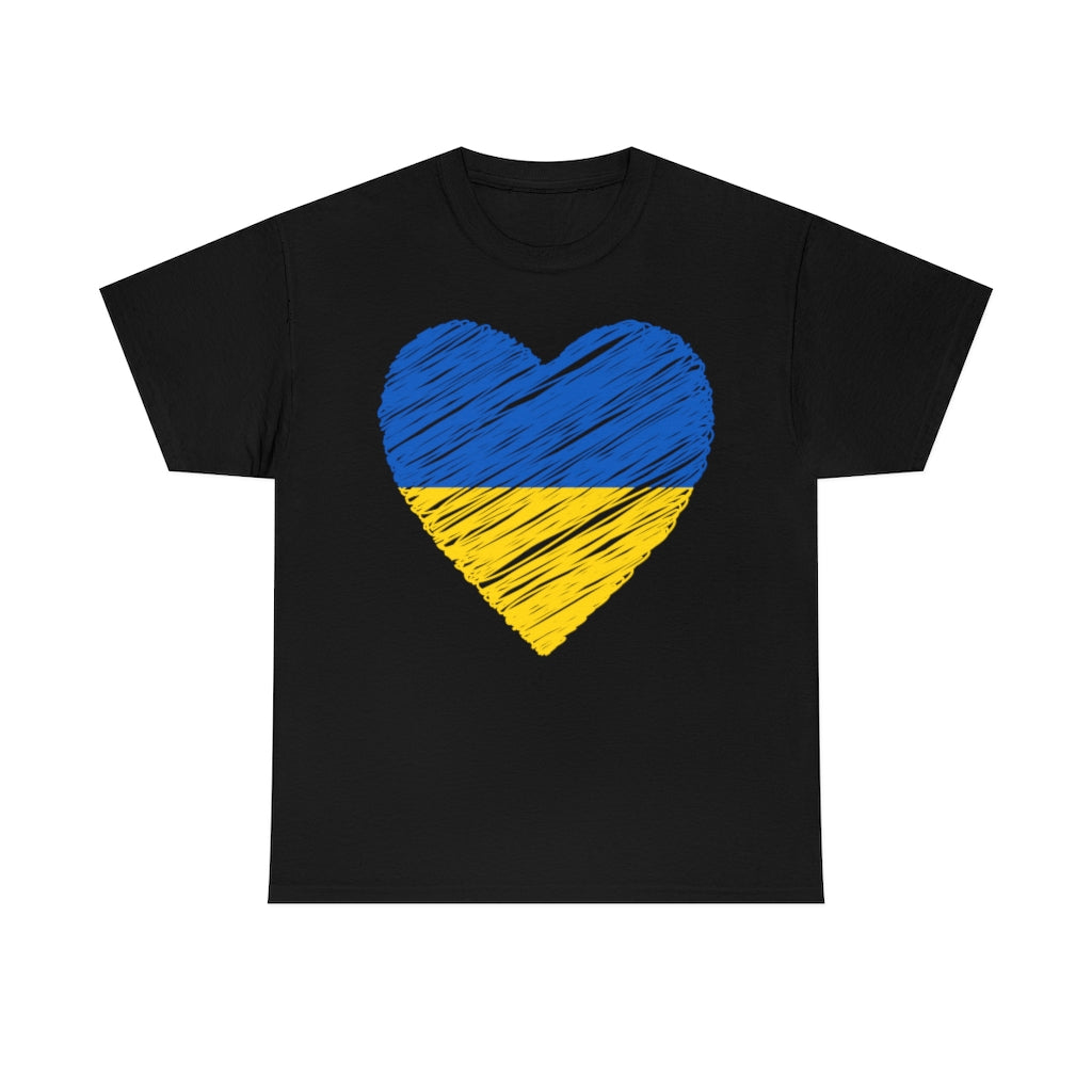 Blue and Yellow Heart - Unisex Heavy Cotton Tee