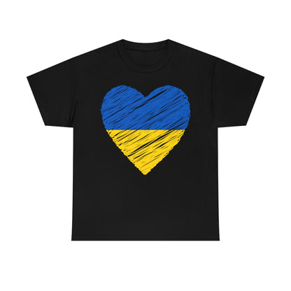 Blue and Yellow Heart - Unisex Heavy Cotton Tee