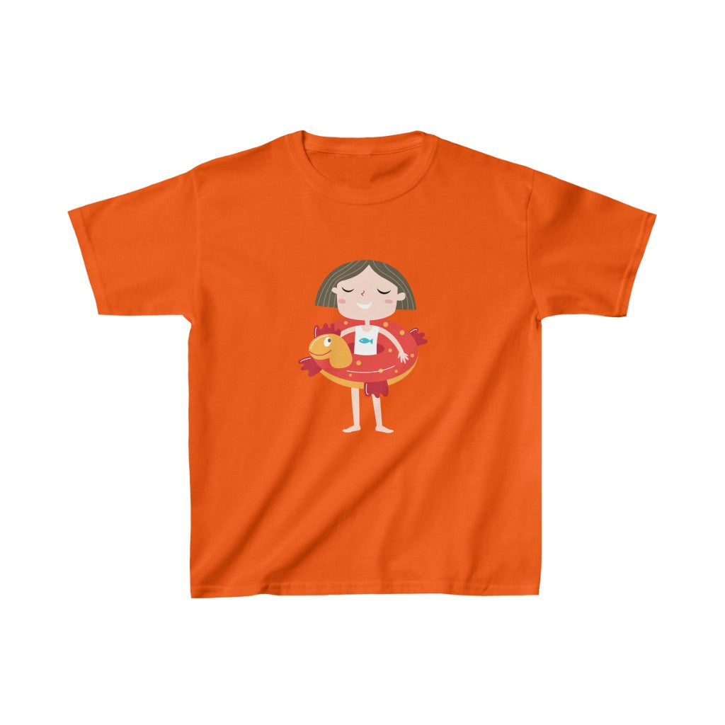 Cartoon Kid with Floatie - Kids Heavy Cotton™ Tee