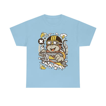 Cartoon Mad Monkey Pilot - Unisex Heavy Cotton Tee