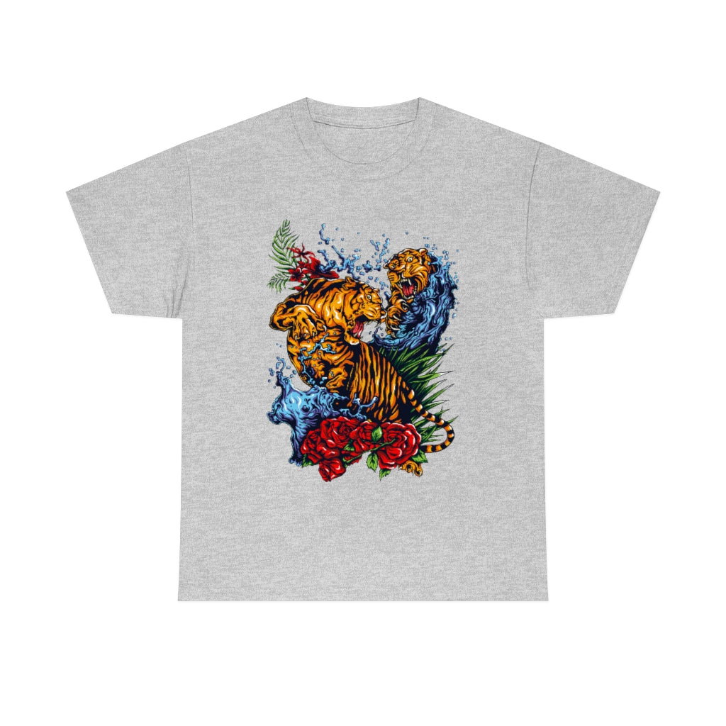 Tattoo Art - Tiger Fight - Unisex Heavy Cotton Tee