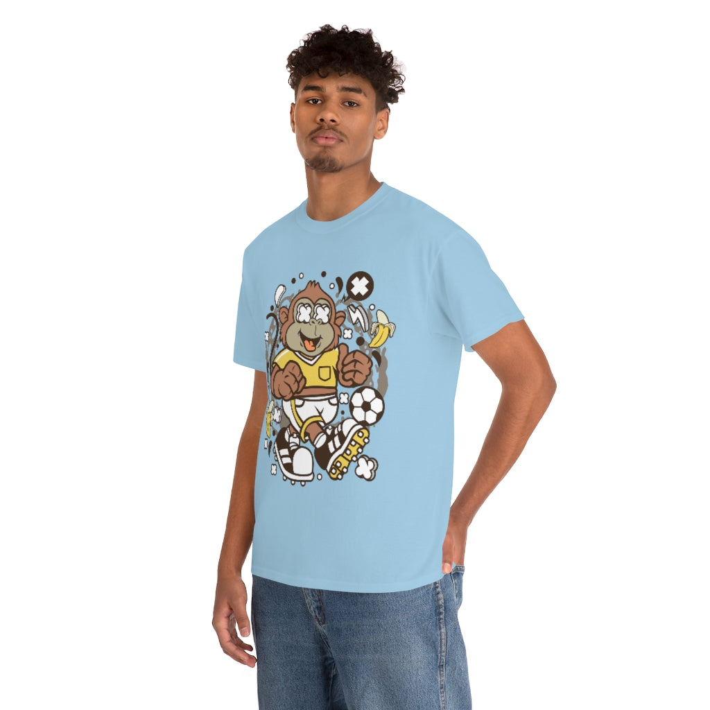 Cartoon Mad Monkey Soccer - Unisex Heavy Cotton Tee