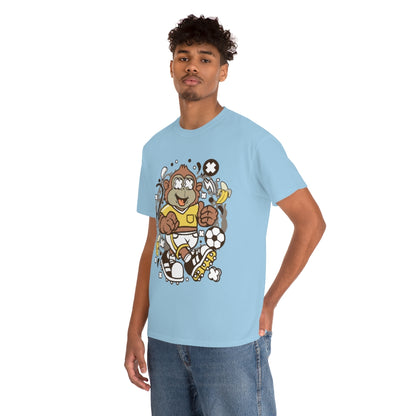 Cartoon Mad Monkey Soccer - Unisex Heavy Cotton Tee