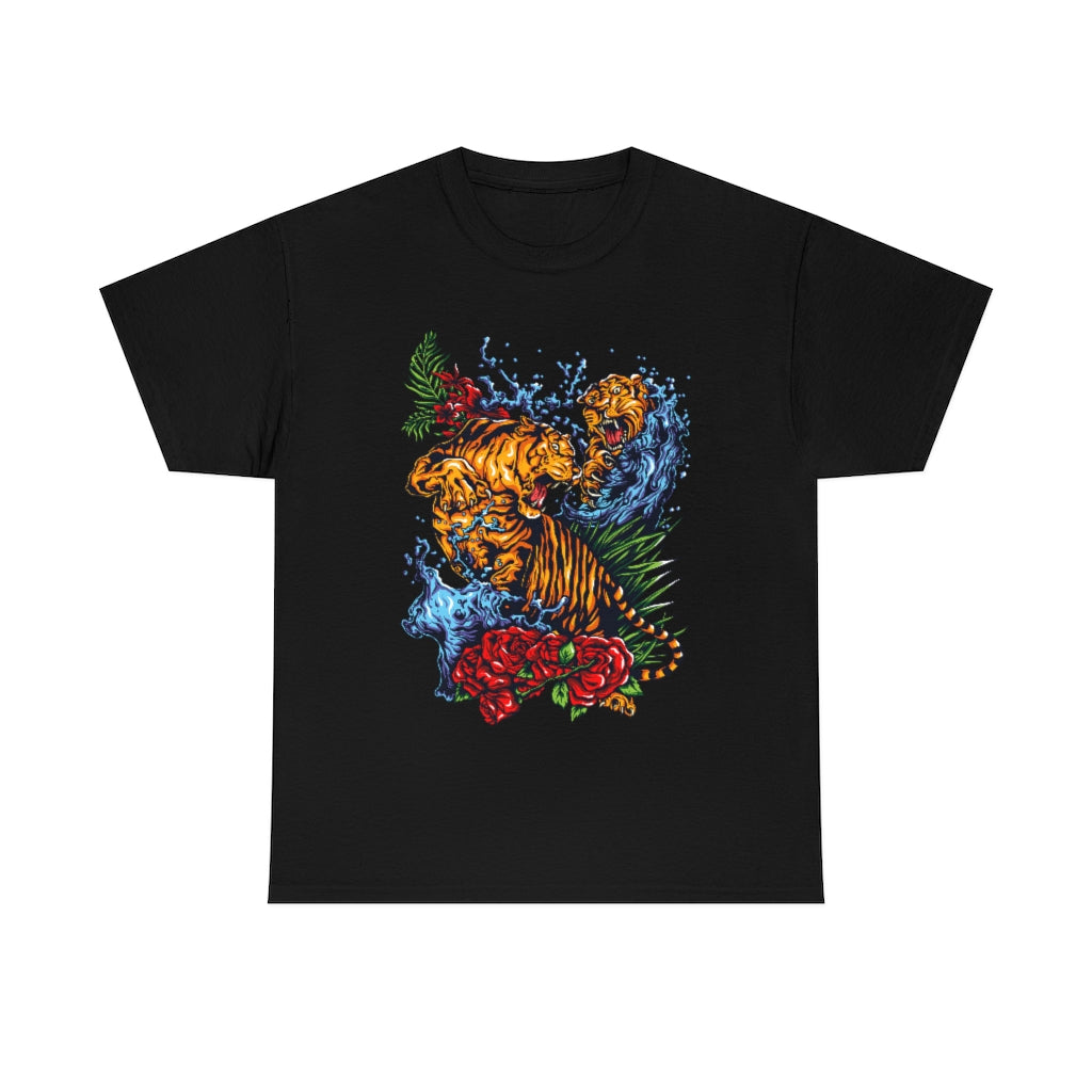 Tattoo Art - Tiger Fight - Unisex Heavy Cotton Tee